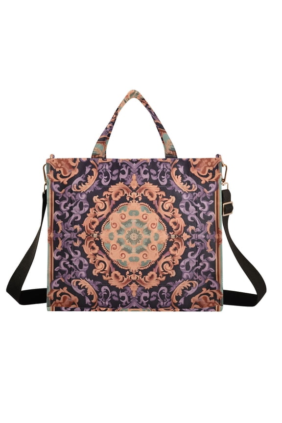 Retro Square Tradditional Corduroy Tote Bag Handbag Large Messenger Bag Shoulder Crossbody Zipper Bag Purse