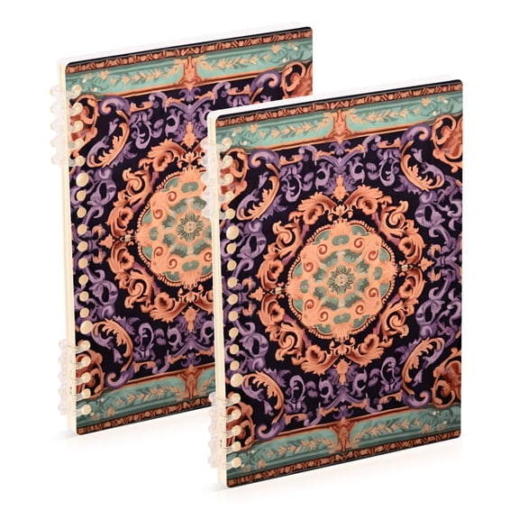 Retro Square Tradditional Ring Binder Notebook Journey Note Diary College Ruled Spiral Notebook Study Loose Leaf Paper A5 60 Pages