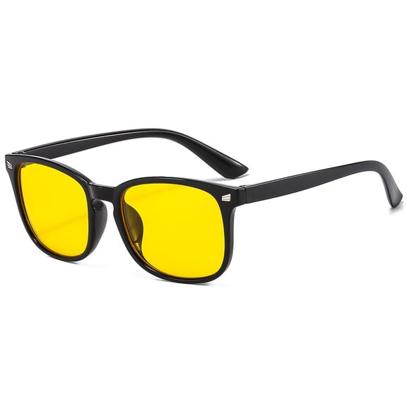 Retro Square Yellow Lens Blue Light Blocking Glasses - Windproof Unisex Eyewear for Cycling and Daily Use