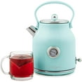 Retro Stainless Steel Electric Tea And Water Kettle, 1.7 Liters, Auto