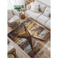 thumbnail image 1 of Retro Star Area Rug for Bedroom 2.7x5 Ft Abstract Metal Stars Old Wooden Walls Country Super Soft fuzzy Throw Rug Non-Slip Fluffy Plush Indoor Floor Carpet for Living Room Nursery Home Decor, 1 of 8
