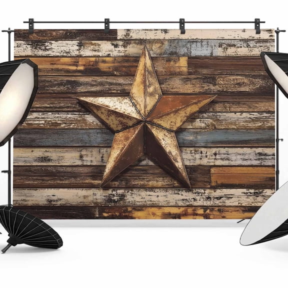 Retro Star Backdrop for Photography, Abstract Metal Shabby Stars Old Mottled Wood Wall Photo Backdrop Portrait Background Party Banner Photo Backgrounds for Studio Booth Props, 12x8ft