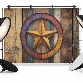 Retro Star Backdrop for Photography, Abstract Metal Stars Gradient Circle Wood Grain Photo Backdrop Portrait Background Party Banner Photo Backgrounds for Studio Booth Props, 12x8ft