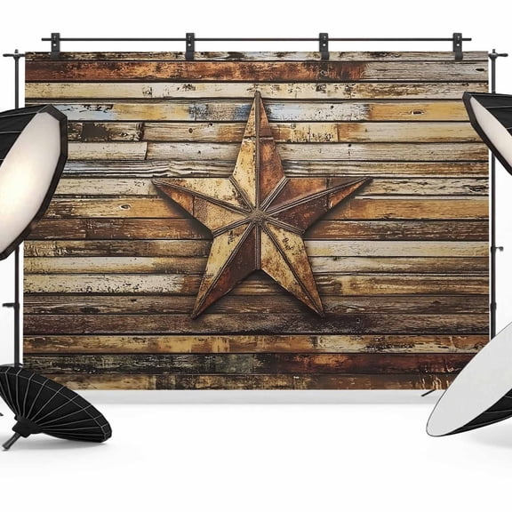 Retro Star Backdrop for Photography, Abstract Metal Stars Old Weathered Wood Grain Photo Backdrop Portrait Background Party Banner Photo Backgrounds for Studio Booth Props, 8x6ft