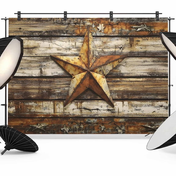 Retro Star Backdrop for Photography, Shabby Texas Stars Mottled Old Wood Grain Country Photo Backdrop Portrait Background Party Banner Photo Backgrounds for Studio Booth Props, 7x5ft