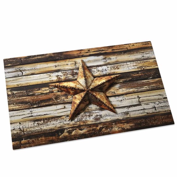 Retro Star Door Mat 18x30 Inch Country Texas Stars Worn-out Weathered Wood Entryway Rug with Non-Slip Rubber, Front Door Rug Indoor Floor Mats for Living Room Bathroom Bedroom Home Office