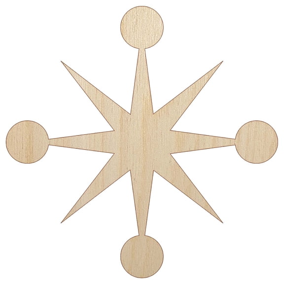 Retro Star Jacks Wood Shape Unfinished Piece Cutout Craft DIY Projects - 6.25 Inch Size - 1/4 Inch Thick