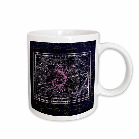 3drose, Retro Star Map. Zodiac Constellation of Cancer or Crab. Violet Color, 15oz Mug