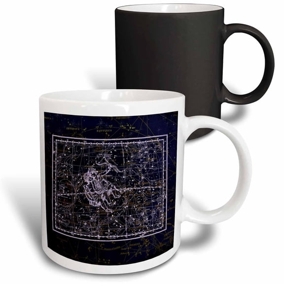 3drose, Retro Star Map. Zodiac Constellation of Gemini or Twins. White Color, 11oz Magic Transforming Mug