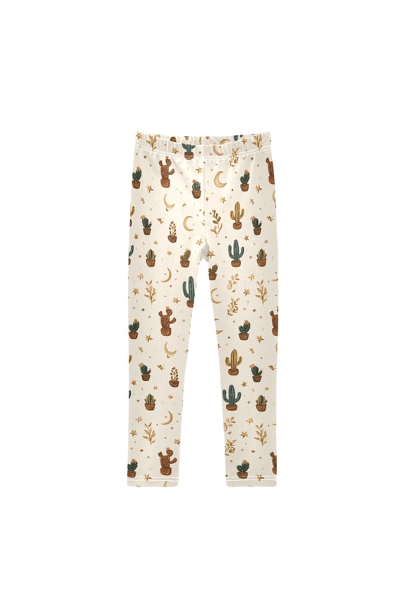 Retro Star Moon Cactus Printed Leggings Yoga Pants for in 4t to 10t
