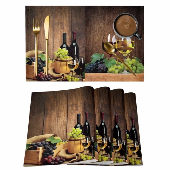 Retro Star Placemats Set of 1, Bless Our Home Brown Plaid Vintage Letter Farms Non-Slip Place Mats Washable Table Mats for Kitchen Dining Table Decorations Indoor/Outdoor