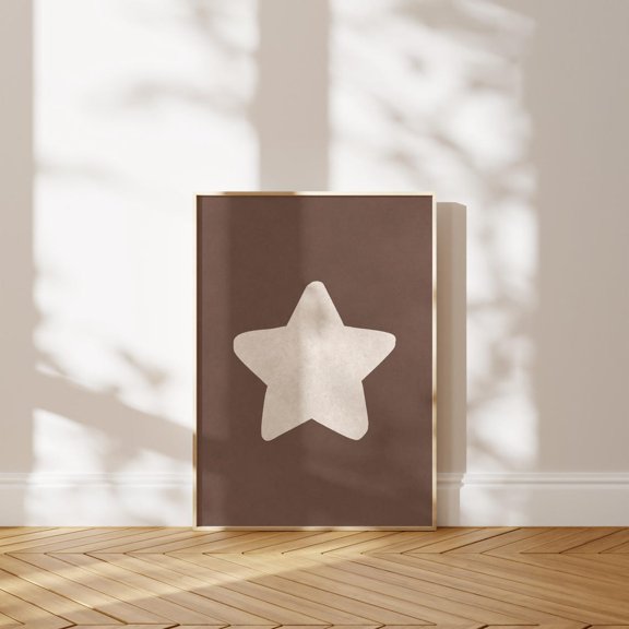 Retro Star Print Hand,Drawn Wall Art Beige Brown Print Bar Cart Decor Home Decor #2646, 8x12 UNFRAMED