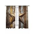 thumbnail image 1 of Retro Star Sheer Curtains 72 inches Long 2 Panels Set Abstract Metal Stars Old Wooden Walls Country Sheer Window Curtain Rod Pocket Voile Drapes for Living Room/Bedroom, Each 52" W x 72" L, 1 of 7
