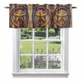 thumbnail image 1 of Retro Star Valance Curtain Abstract Metal Stars Gradient Circle Wood Grain Window Valances Rod Pocket Short Curtains Window Treatments for Kitchen Bedroom Bathroom Laundry 60" x 18", 1 of 9