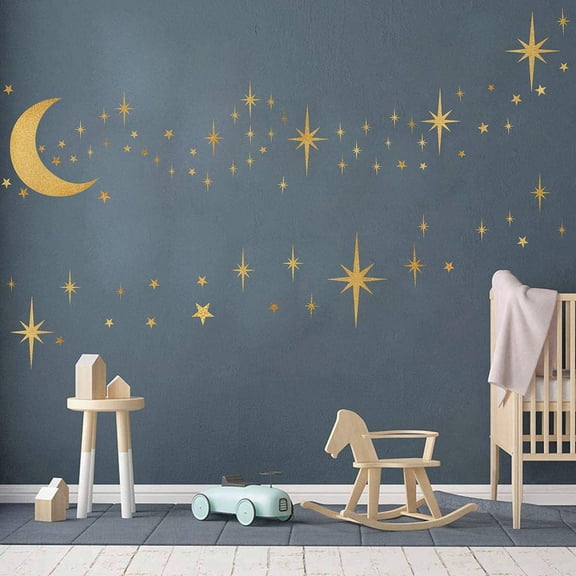 Retro Starburst Wall Decals Stars Wall Stickers Atomic Star Vinyl Decal Star Walls Decals Celestial Decor Girls Room Wall Sticker Peel and Stick Moon Walls Decal