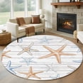 thumbnail image 1 of Retro Starfish Round Living Room Rugs 8 ft, Wood Grain Washable Large Area Rug with Non-Slip Sturdy Edge Binding Round Carpet for Dining Room Kitchen Office, 1 of 9