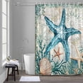 thumbnail image 1 of Retro Starfish Shower Curtain for Bathroom Decor, Ocean Nautical Coral Waterproof Fabric Shower Curtain, 36"x78" Set with 12 Hooks, 1 of 9