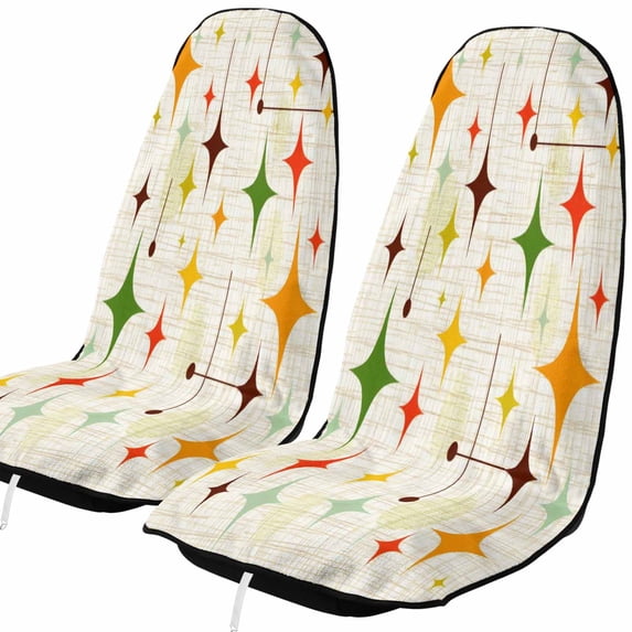 Retro Stars Car Seat Towel Cover, Mid-Century Diamonds Orange Green ...