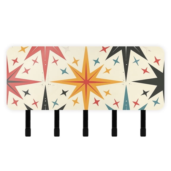 Retro Stars Mail Holder Organizer Wall Mount with Shelf Key Holder Key Rack with 5 Key Hooks for Wall Decorative