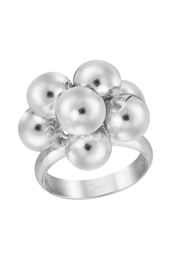 Retro Statement Sphere Ball Cluster Sterling Silver Band Ring-7