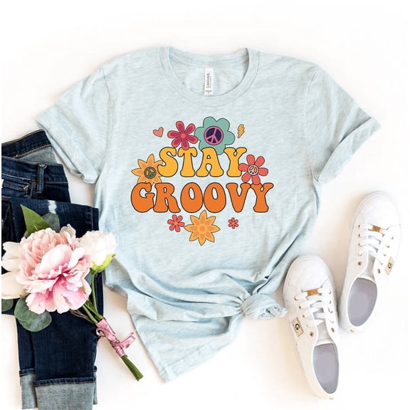 Retro Stay Groovy T-shirt, Hippie Summer Shirt, Farm , Peace Sign Tee, Vintage Top, Preppy Shirts, Women's Tee, Mama Shirts, Boho Shirt Tshirt All Size S-5XL