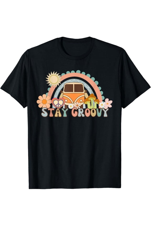 Retro Stay Groovy Tee Preppy Tee Summer Hippie 70s T-Shirt