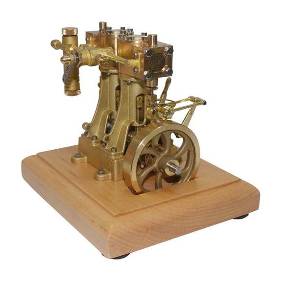 Retro Steam Engine Model Kits, 3.7CC Vertical Twin-Cylinder Reciprocating Double-Acting Steam Engine for Physical Science Experiment Display