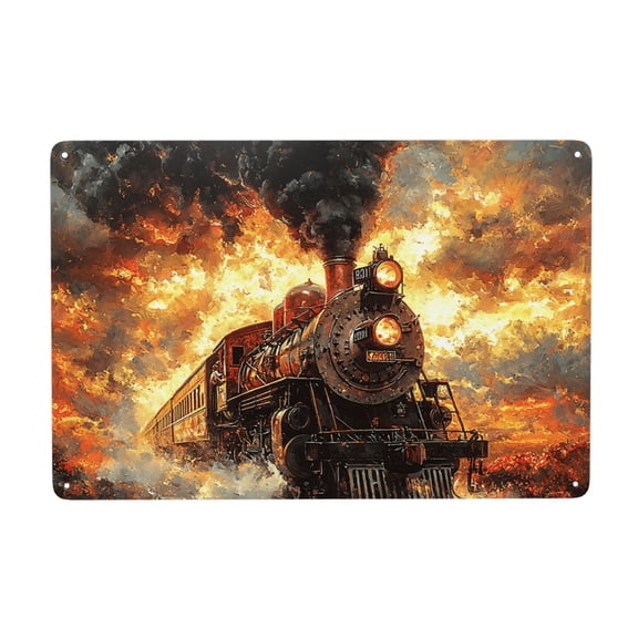Retro Steam Train Vintage Metal Tin Sign Home Coffee Room Kitchen Garden Wall Office Decor 8X12Inch