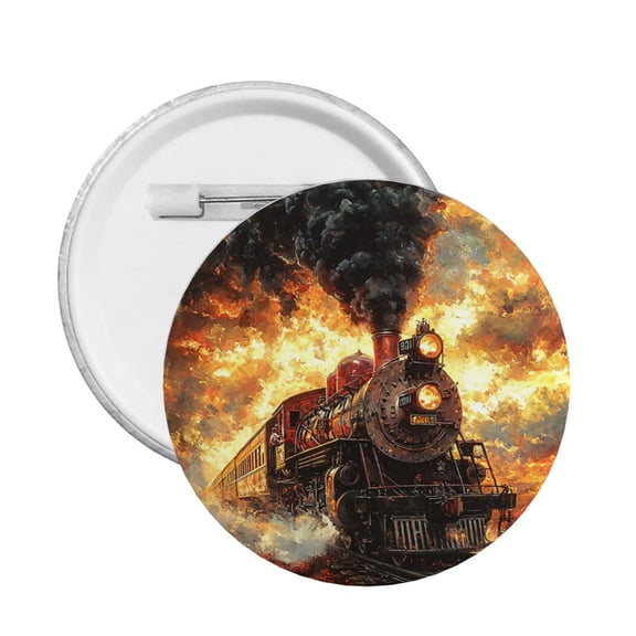 Retro Steam Train Vintage Round Button Pin Badge 5PCS Pinback Buttons Lapel Pin for Jacket, Backpack, Hat, Party Favor, Gift