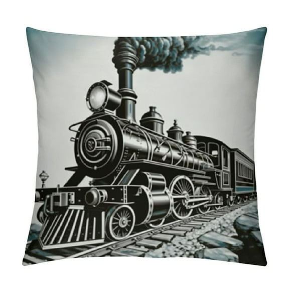 Retro Steam Trains Railroad Enthusiast Model Train Lover Throw Pillow