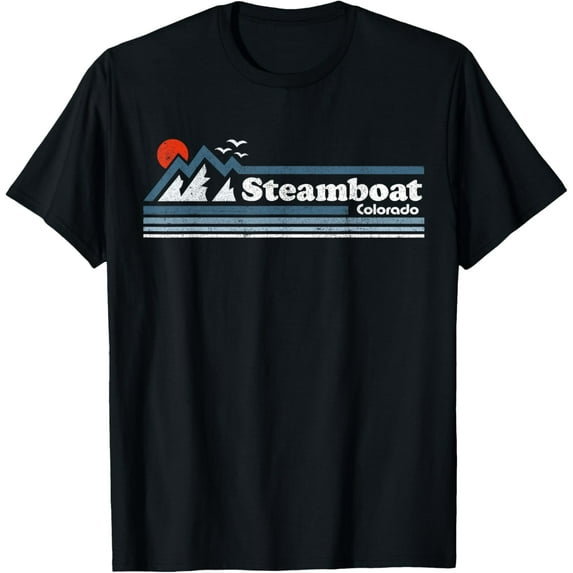 Retro Steamboat Colorado Ski Mountain 70's Vintage Souvenir T-Shirt