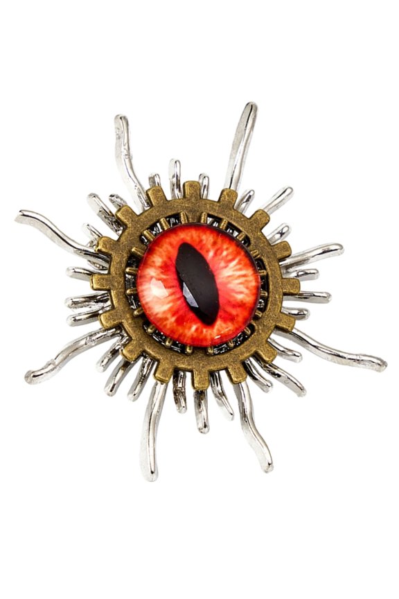 Retro Steampunk Devil Eye Brooch Intricate Alloy Design Gothic Fashion Lapel Pin For Jacket Bag Or Scarf