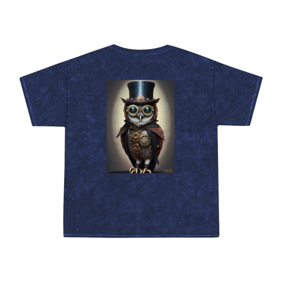 Retro Steampunk Owl Art - Unisex Mineral Wash T-Shirt - By A.Melo Originals