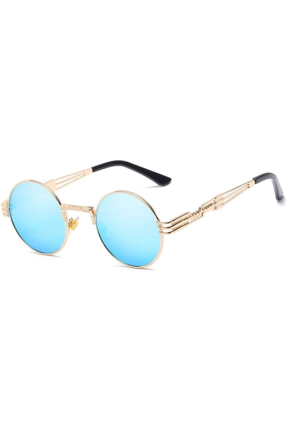 Retro Steampunk Round Metal Sunglasses for Men and Women Spring Leg Colorful Eyewear UV400