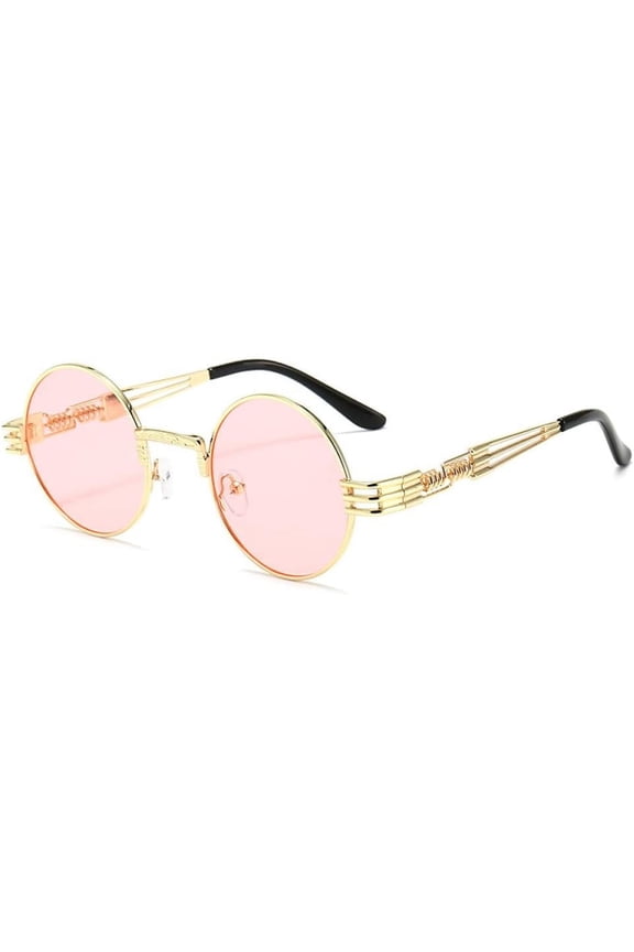 Retro Steampunk Round Metal Sunglasses for Men and Women Spring Leg Colorful Eyewear UV400