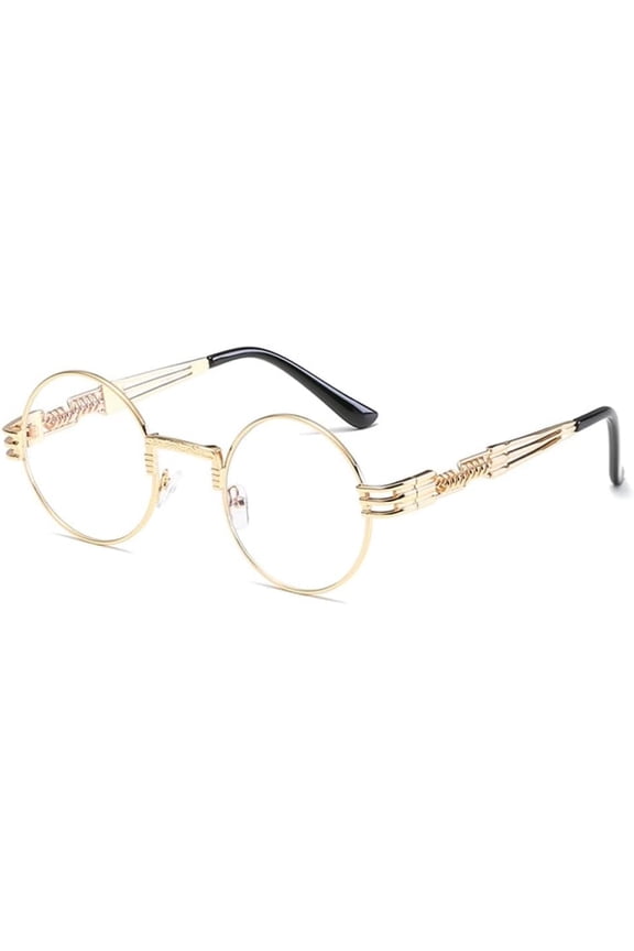 Retro Steampunk Round Metal Sunglasses for Men and Women Spring Leg Colorful Eyewear UV400