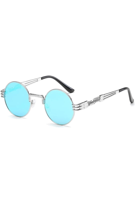 Retro Steampunk Round Metal Sunglasses for Men and Women Spring Leg Colorful Eyewear UV400