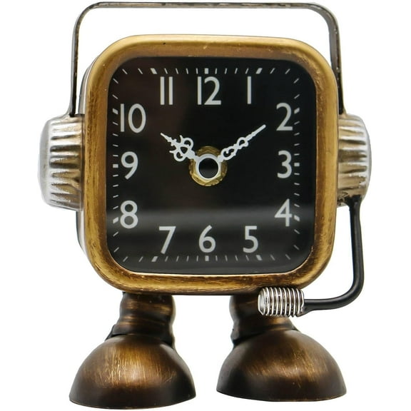 Retro Steampunk Style Robot Table Clock,Industrial Style Desk and Shelf Clocks,Decorative Battery Operated,Silent Non-Ticking Clock for Office, Living Room or Bedroom