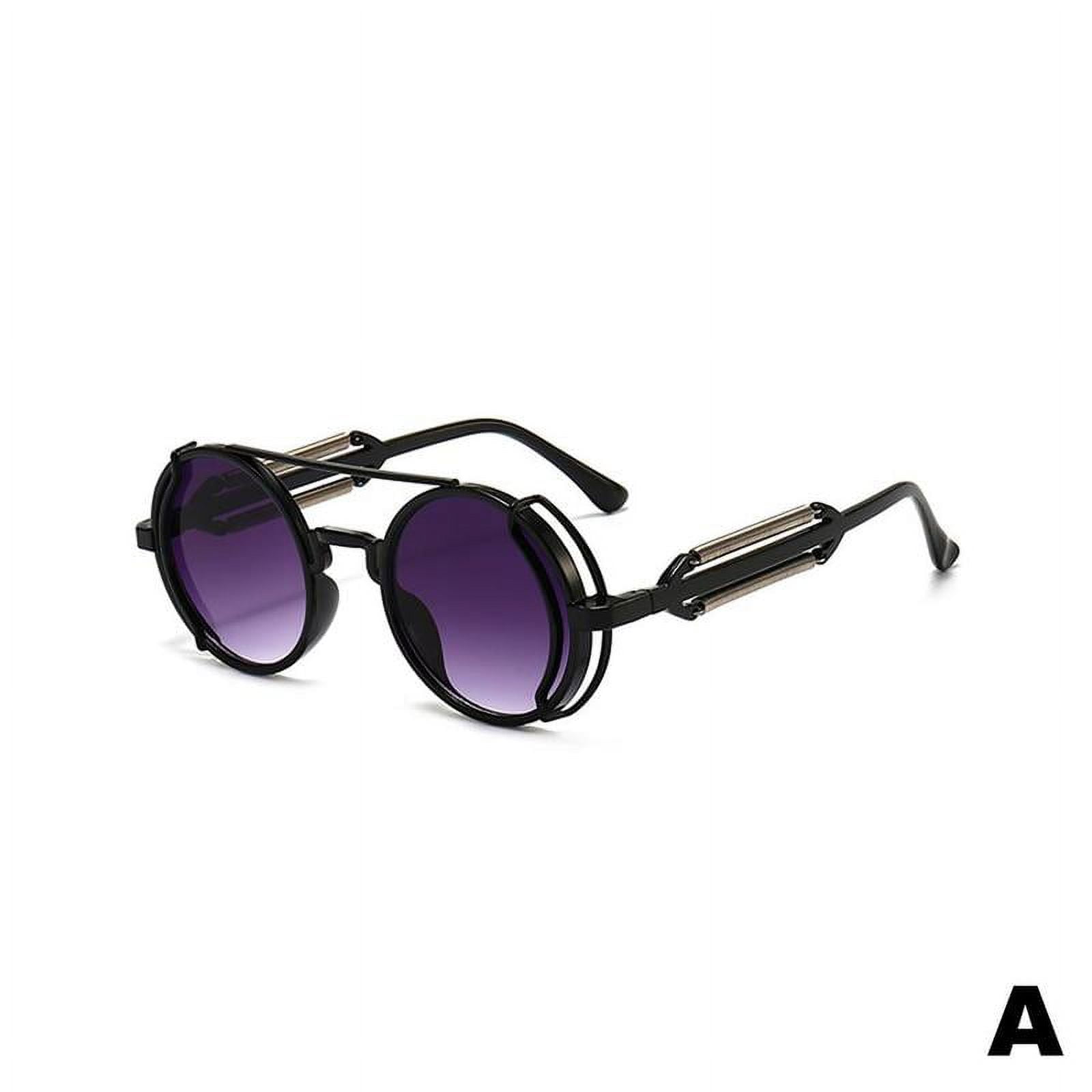 3057 Steampunk Sunglasses Round Metal Women Style Retro Flip