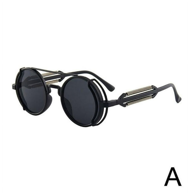 Retro Steampunk Sunglasses Round Polarized Metal Frame Circle Colored  Lenses Sun Glasses UV400 for Women Men Unisex Gothic Summer Outdoor Beach