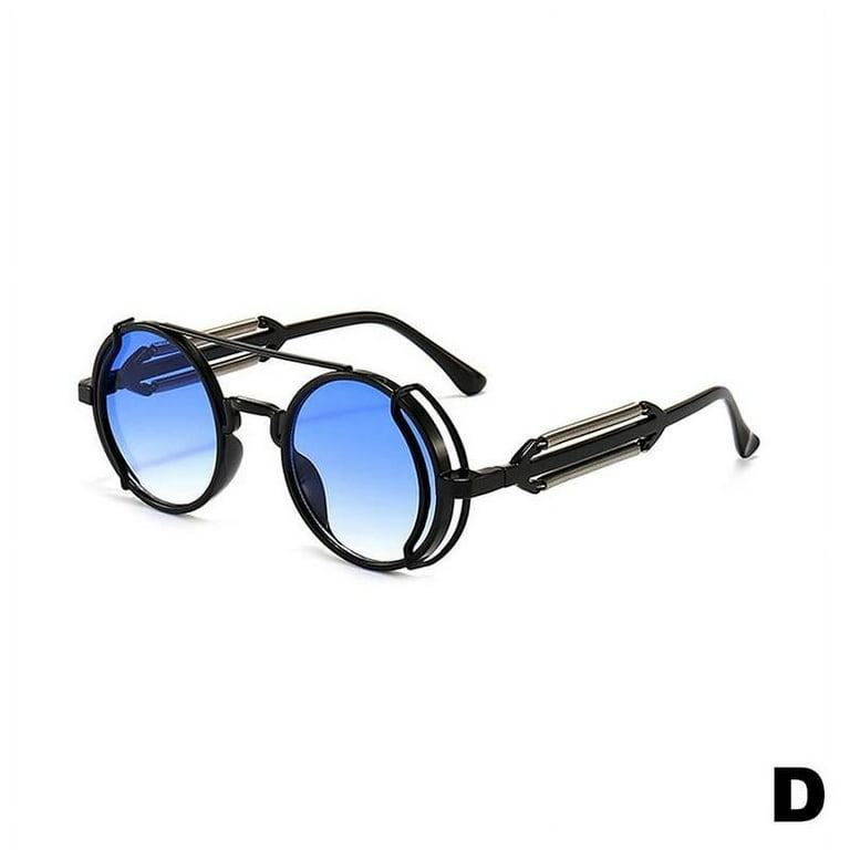 Retro Steampunk Sunglasses for Women Men Unisex Round Metal Frame