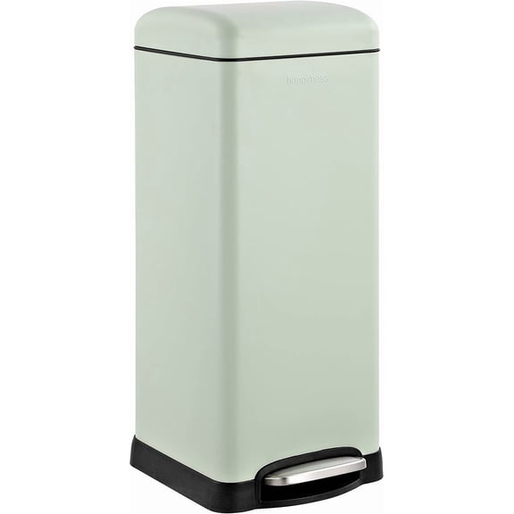 Retro Step-Open Trash Can, Fingerprint Resistant, Modern, Minimalistic for Home, Kitchen, Laundry Room, Office, Bedroom, Bathroom
