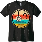 Retro Stethoscope Circle Black TShirt Vintage Style Genesis Design with Color Stripes Hot & Trendy