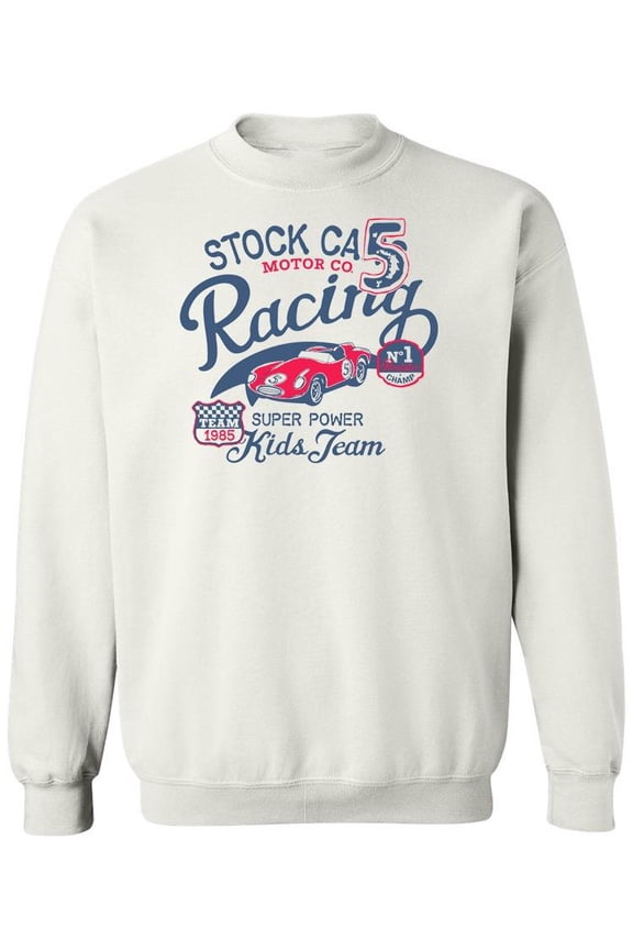 Retro Stock Car Racing Logo Sweatshirt Men -Image by Shutterstock, Male Large