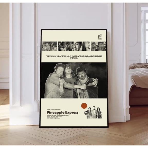 Retro Stoner Comedy Film Minimalist Black and White Mid-Century Modern Wall Art, Unframed Poster