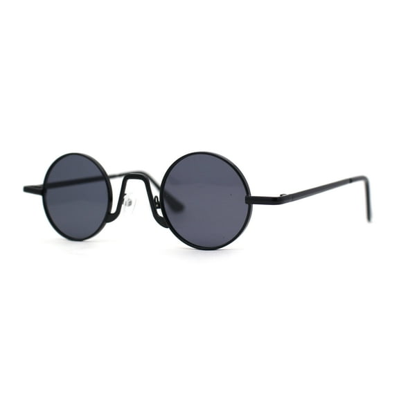 Retro Stoner Pimp Micro Round Circle Pop Color Lens Sunglasses All Black