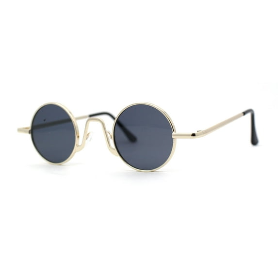 Retro Stoner Pimp Micro Round Circle Pop Color Lens Sunglasses Gold Black