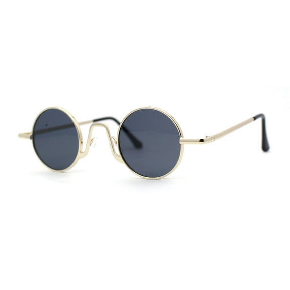 Retro Stoner Pimp Micro Round Circle Pop Color Lens Sunglasses Gold Black