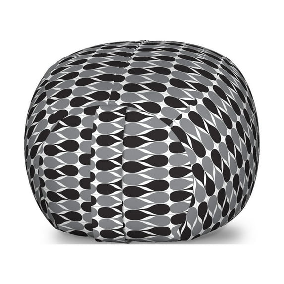 Retro Storage Toy Bag Chair, Abstract Vintage Horizontally Line Wavy Ovals Classic Mosaic Style Simplistic, Stuffed Animal Organizer Washable Bag, Small Size, Grey Charcoal Grey, by Ambesonne