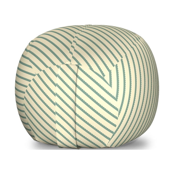 Retro Storage Toy Bag Chair, Bias Geometric Green Stripes Pattern Romantic Vintage Design Print, Stuffed Animal Organizer Washable Bag, Large Size, Jade Green and Cream, by Ambesonne